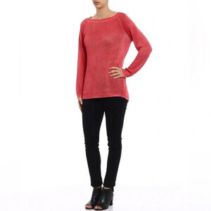 Avant Toi Linen Coral Open Knit Sweater Pullover